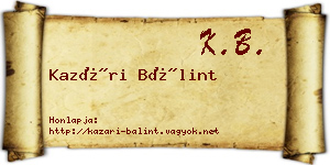 Kazári Bálint névjegykártya